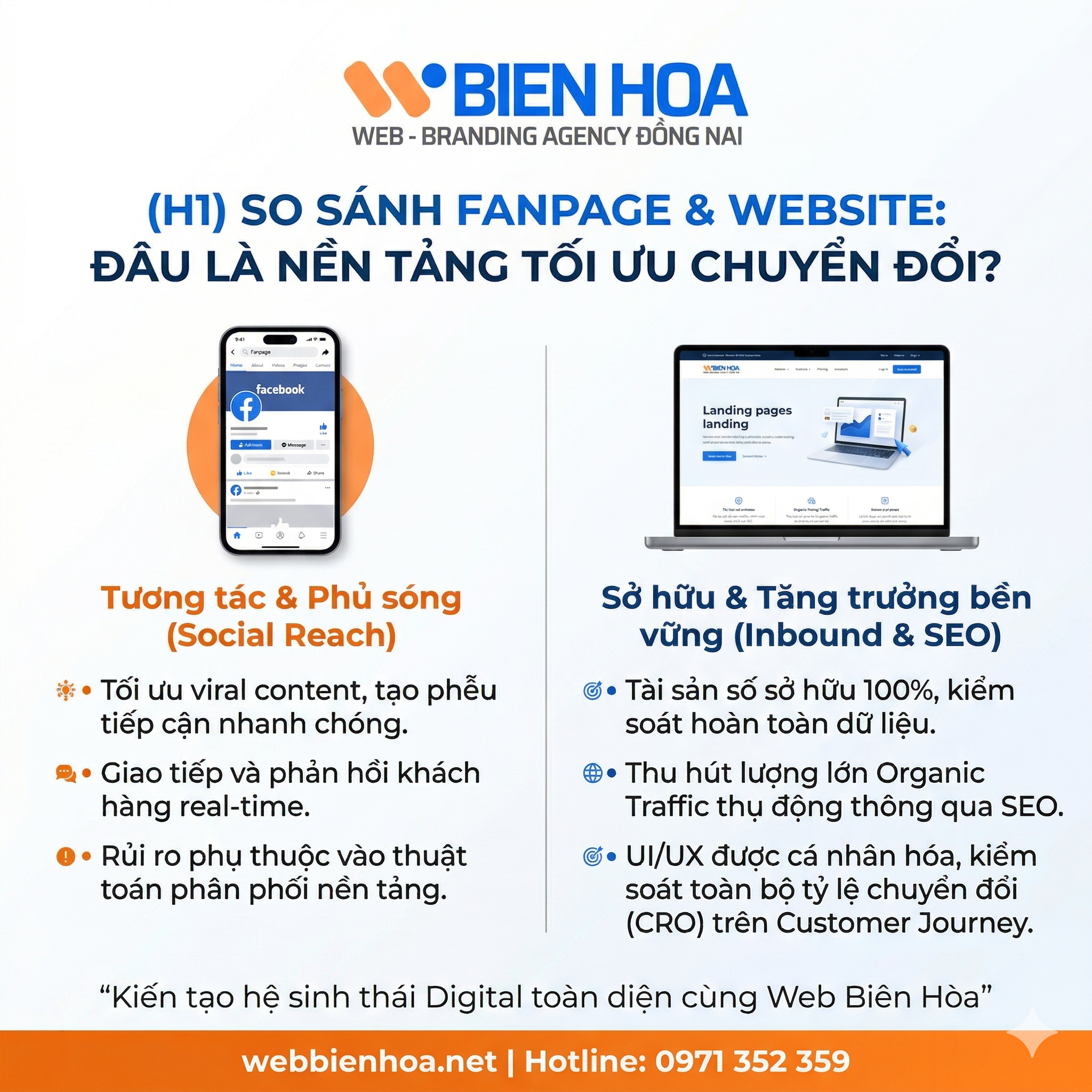 So sánh Fanpage và Website cho doanh nghiệp